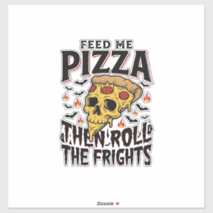 Pizza Skräck Tröja Vintage Gravyr Film Natt D Klistermärken