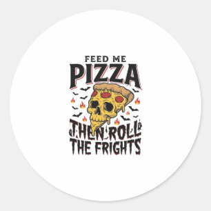Pizza Skräck Tröja Vintage Gravyr Film Natt D Runt Klistermärke