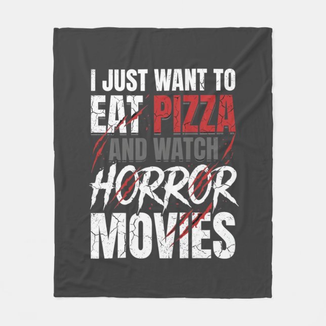 Pizza Skräckfilmer Halloween Design_1 Fleecefilt (Framsidan)