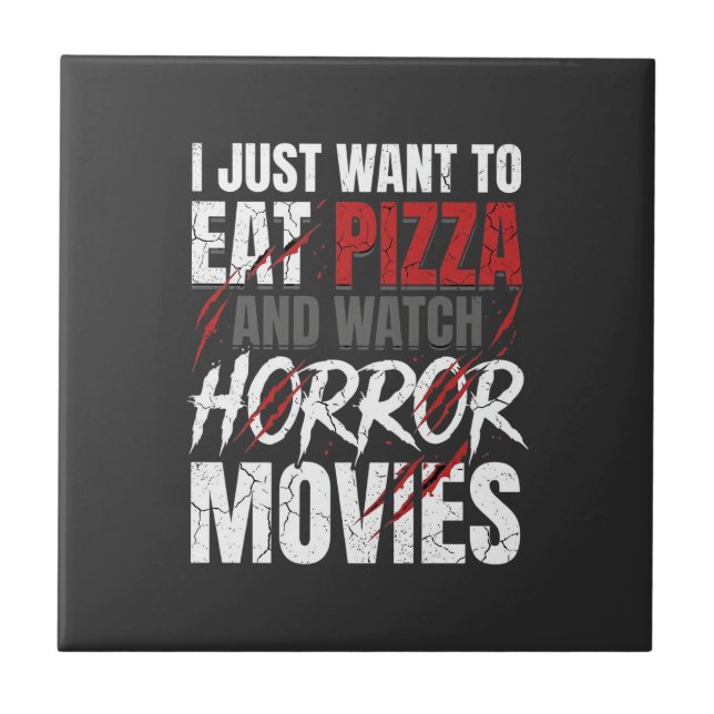 Pizza Skräckfilmer Halloween Design_1 Kakelplatta (Framsidan)
