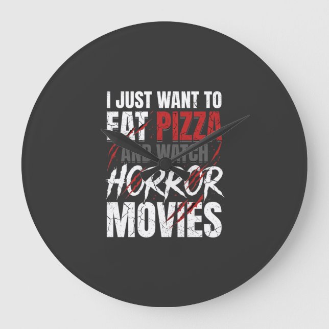 Pizza Skräckfilmer Halloween Design_1 Stor Klocka (Framsida)
