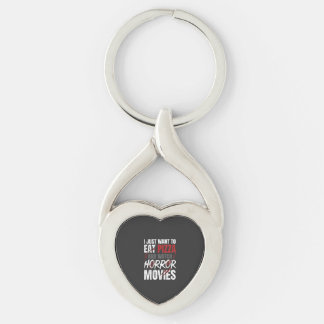 Pizza Skräckfilmer Halloween Design_1 Twisted Heart Silverfärgad Nyckelring