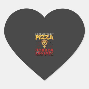 Pizza Skräckfilmer Halloween Döskalle Fladdermöss Hjärtformat Klistermärke