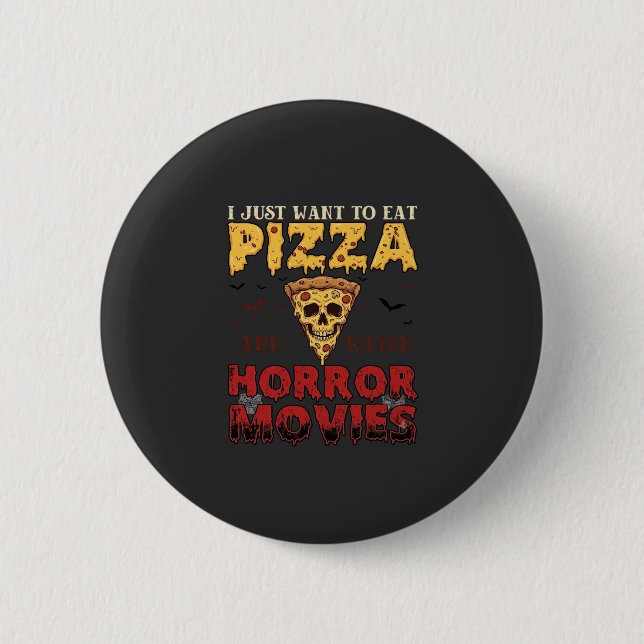 Pizza Skräckfilmer Halloween Döskalle Fladdermöss  Knapp (Framsida)