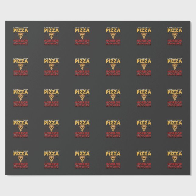 Pizza Skräckfilmer Halloween Döskalle Fladdermöss  Presentpapper (Platt)