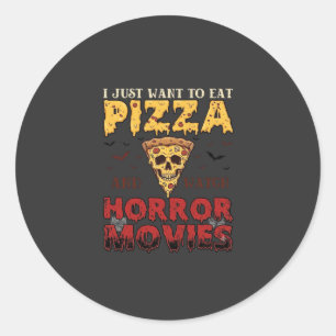 Pizza Skräckfilmer Halloween Kalle Bats Spindelnät Runt Klistermärke
