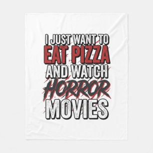 Pizza Skräckfilmer Vintage Halloween Typografi S Fleecefilt