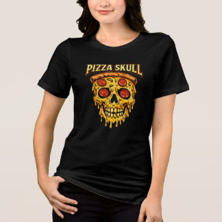 Pizza Skull Vintage Dark Humor Food Lover Design T Shirt