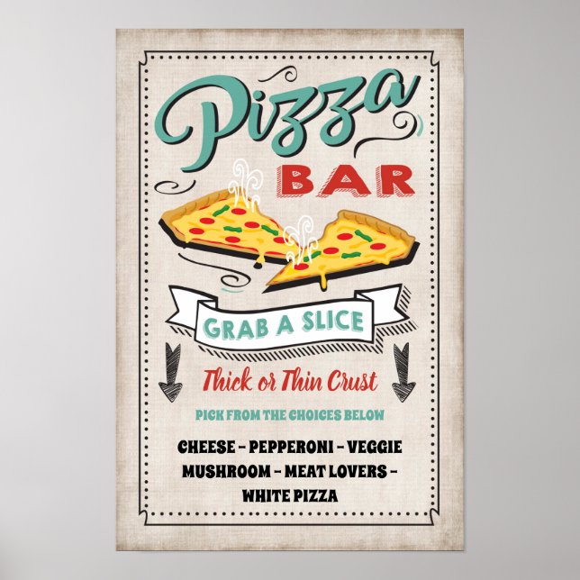 Pizza Slice Bar Party Skylt (Framsidan)