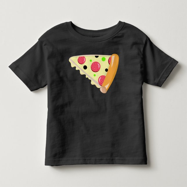 Pizza Slice Fars dag Småbarn Black T-Shirt (Framsida)