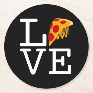 Pizza Slice Kärlek Underlägg Papper Rund