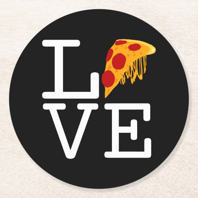 Pizza Slice Kärlek Underlägg Papper Rund (Framsidan)