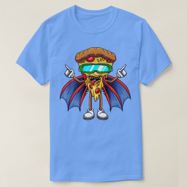 Pizza Slice med Vingar Funny Pizza Älskare T Shirt (Design framsida)