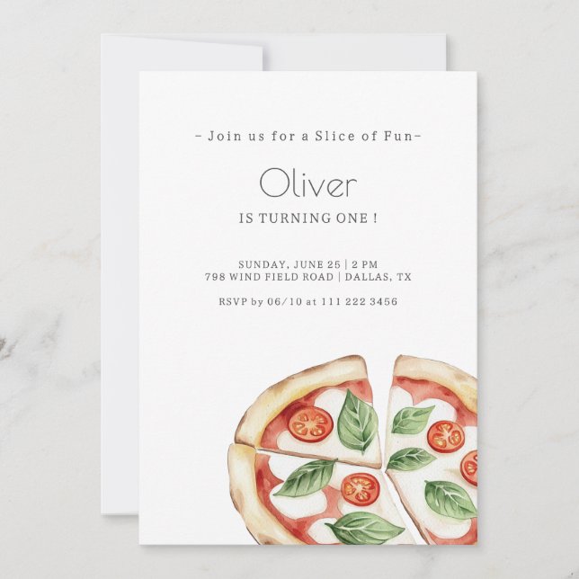 Pizza Slice of Fun Birthday Invitation Inbjudningar (Framsida)