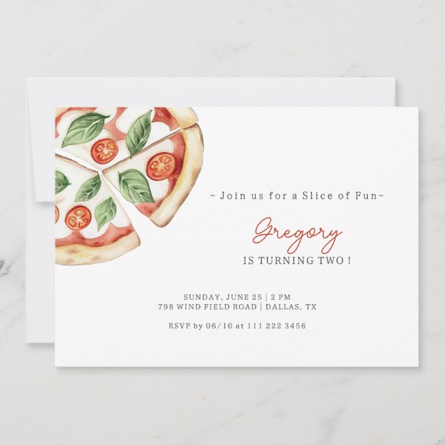 Pizza Slice of Fun Birthday Invitation Inbjudningar (Framsida)