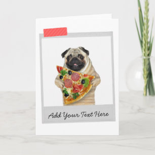 Pizza Slice Pug Hund Rolig Kort