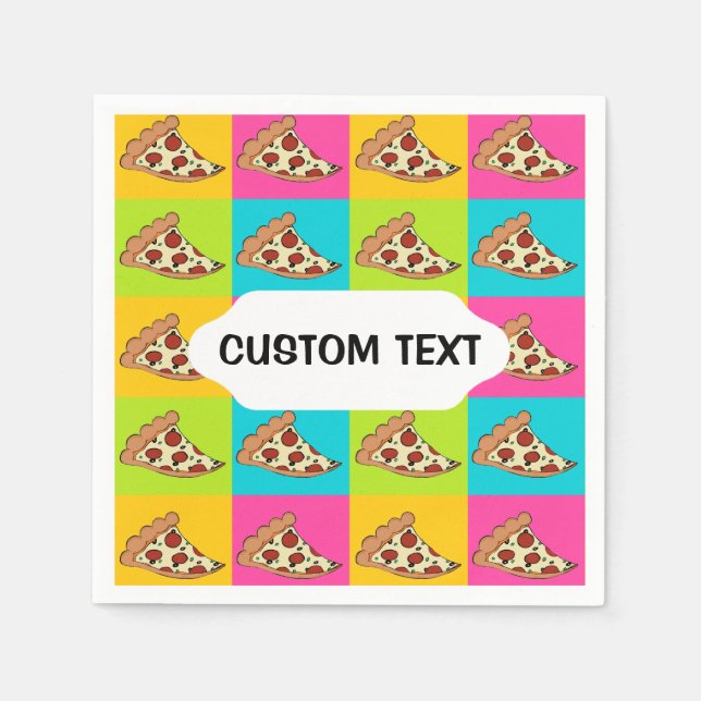 Pizza slices anpassningsbar cocktail napkin pappersservett (Framsidan)