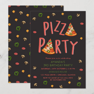 Pizza Slices Barns födelsedag Party Inbjudningar