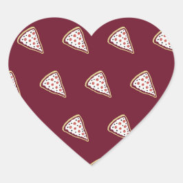 Pizza Slices Heart Stickers (Tomato Red) Hjärtformat Klistermärke