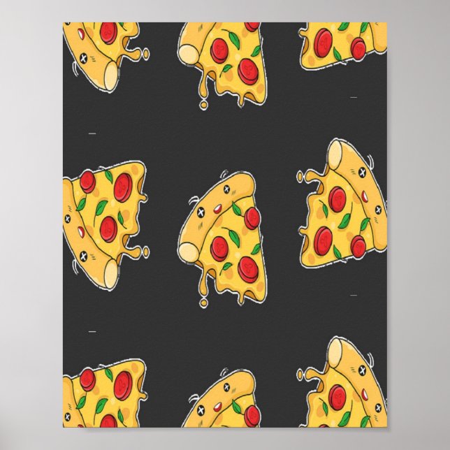 Pizza slices livsmedelskaraktär mönster poster (Framsidan)