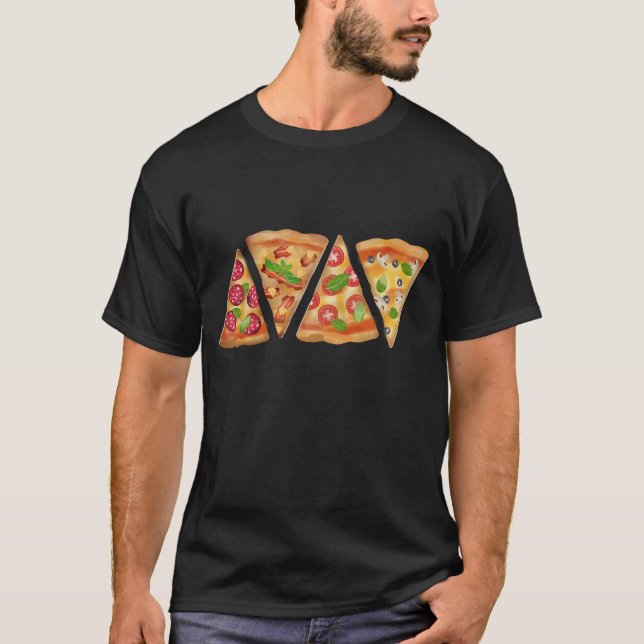Pizza Slices Mönster T Shirt (Framsida)