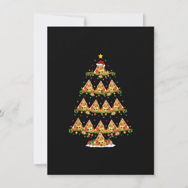 Pizza Snabbmat Älskare Ljus Xmas Tomte Pizza Jul Inbjudningar (Framsida)