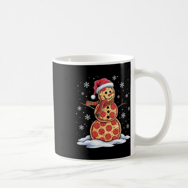 Pizza Snögubbe - Santa Hat - jul Pizza Party Kaffemugg (Höger)