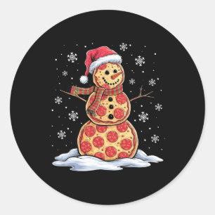 Pizza Snögubbe - Santa Hat - jul Pizza Party Runt Klistermärke