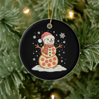 Pizza Snömannen Santa Hatt Jul Xmas Högtid Julgransprydnad Keramik