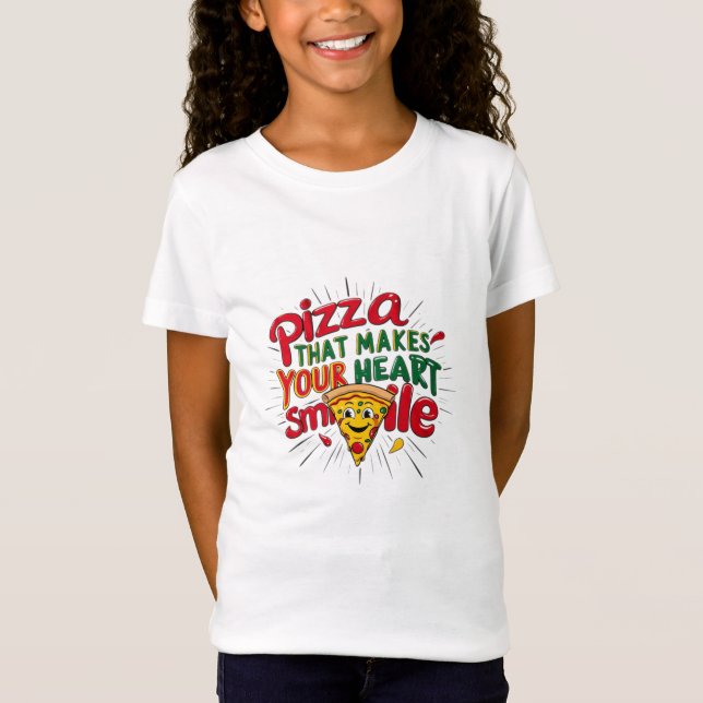 Pizza som gör din hjärt-mil-T-Shirt | Roligt T Shirt (Framsida)