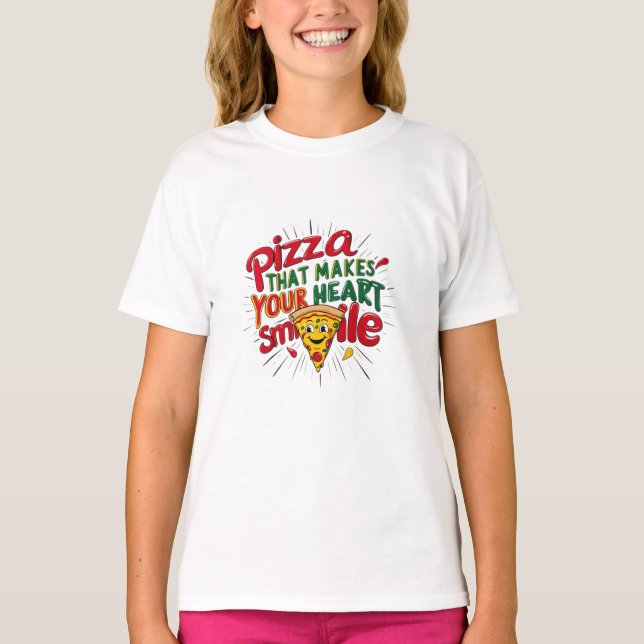 Pizza som gör din hjärt-mil-T-Shirt | Roligt T Shirt (Framsida)