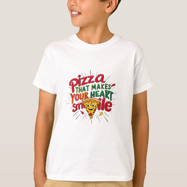 Pizza som gör din hjärt-mil-T-Shirt | Roligt T Shirt (Framsida)