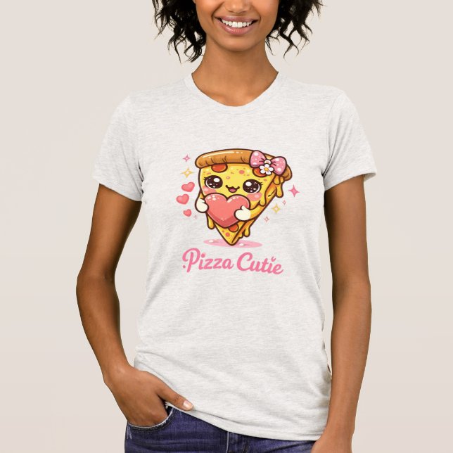 Pizza Sötnos Söt Kawaii Pizzaträja T Shirt (Framsida)