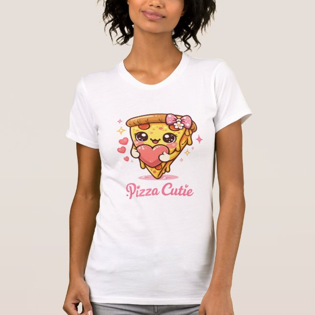 Pizza Sötnos Söt Kawaii Pizzaträja T Shirt (Framsida)