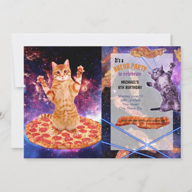 Pizza space cat inbjudningar (Framsida)