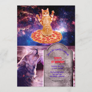 Pizza space cat inbjudningar