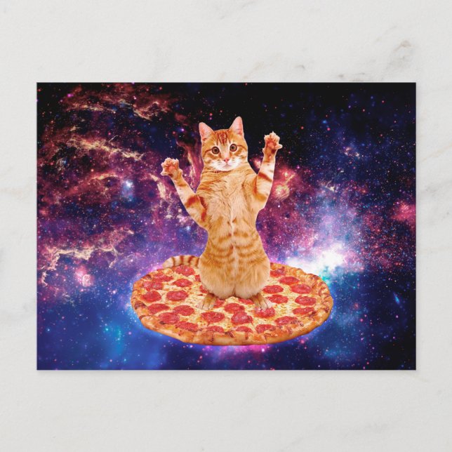 Pizza space cat vykort (Framsida)