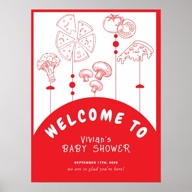 Pizza Special Leverans Baby Shower Välkommen Poster (Framsidan)