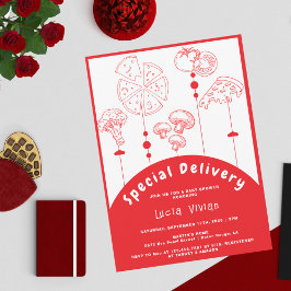 Pizza Speciell Delivery Baby Shower Inbjudningar