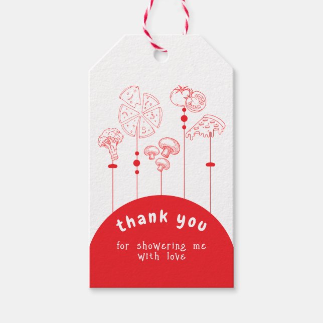 Pizza Speciell Delivery Baby Shower Presentetikett (Framsidan)