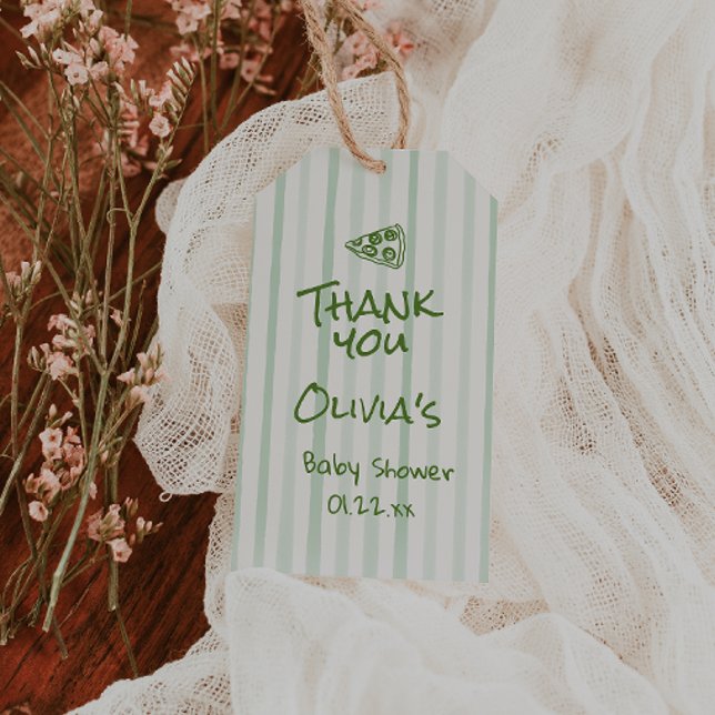 Pizza Speciell Grönt för babyskor för  leverans Presentetikett (Skapare uppladdad)