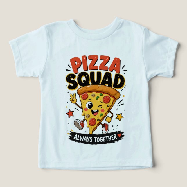 Pizza Squad | Söt Kawaii Pizza Vänner Rolig Mugg  T Shirt (Design Framsida)