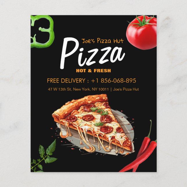 Pizza Ställe Anpassningsbar Editable Flyer (Framsidan)
