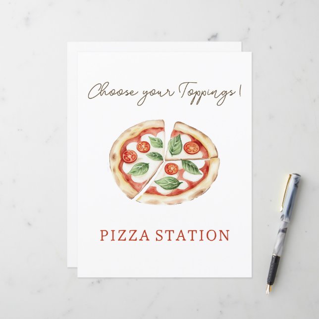 Pizza Station Custom Table Sign (Fram/Back In Situ)