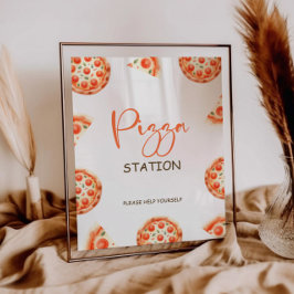 Pizza Station Sign, Pizza 1st Birthday Party Sign Poster