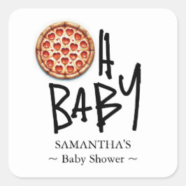 Pizza Stickers Oh Baby Fyrkantigt Klistermärke