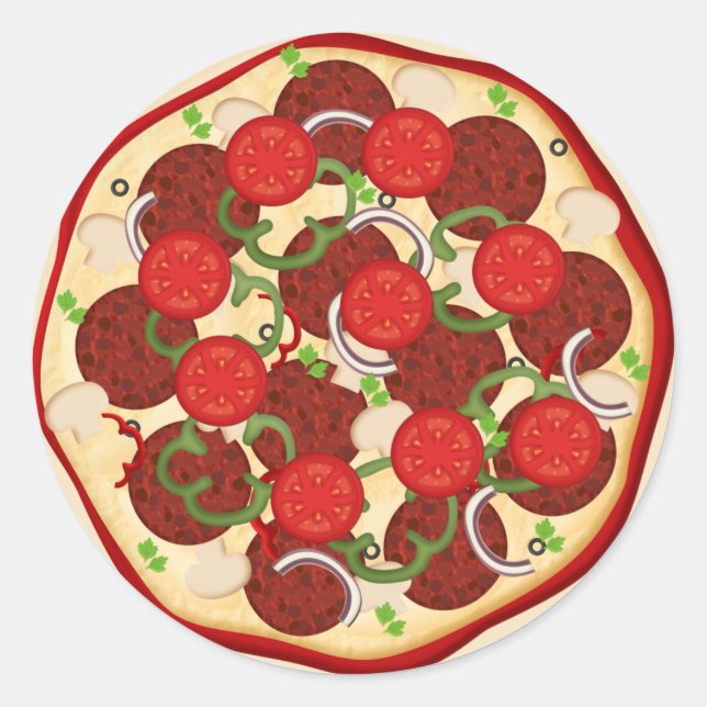 Pizza Supreme Runt Klistermärke (Framsida)