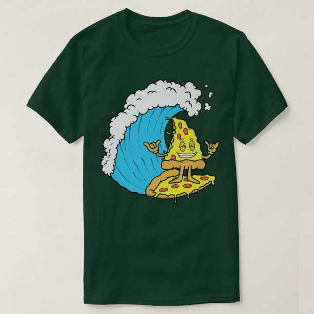 Pizza Surfing Cheese Segce Surfer Wave Riding Funn T Shirt (Design framsida)