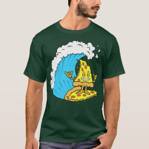 Pizza Surfing Cheese Segce Surfer Wave Riding Funn T Shirt
