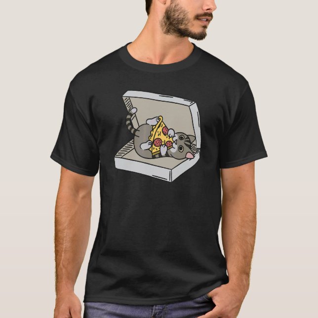 Pizza Tabby Katt Husdjur T Shirt (Framsida)